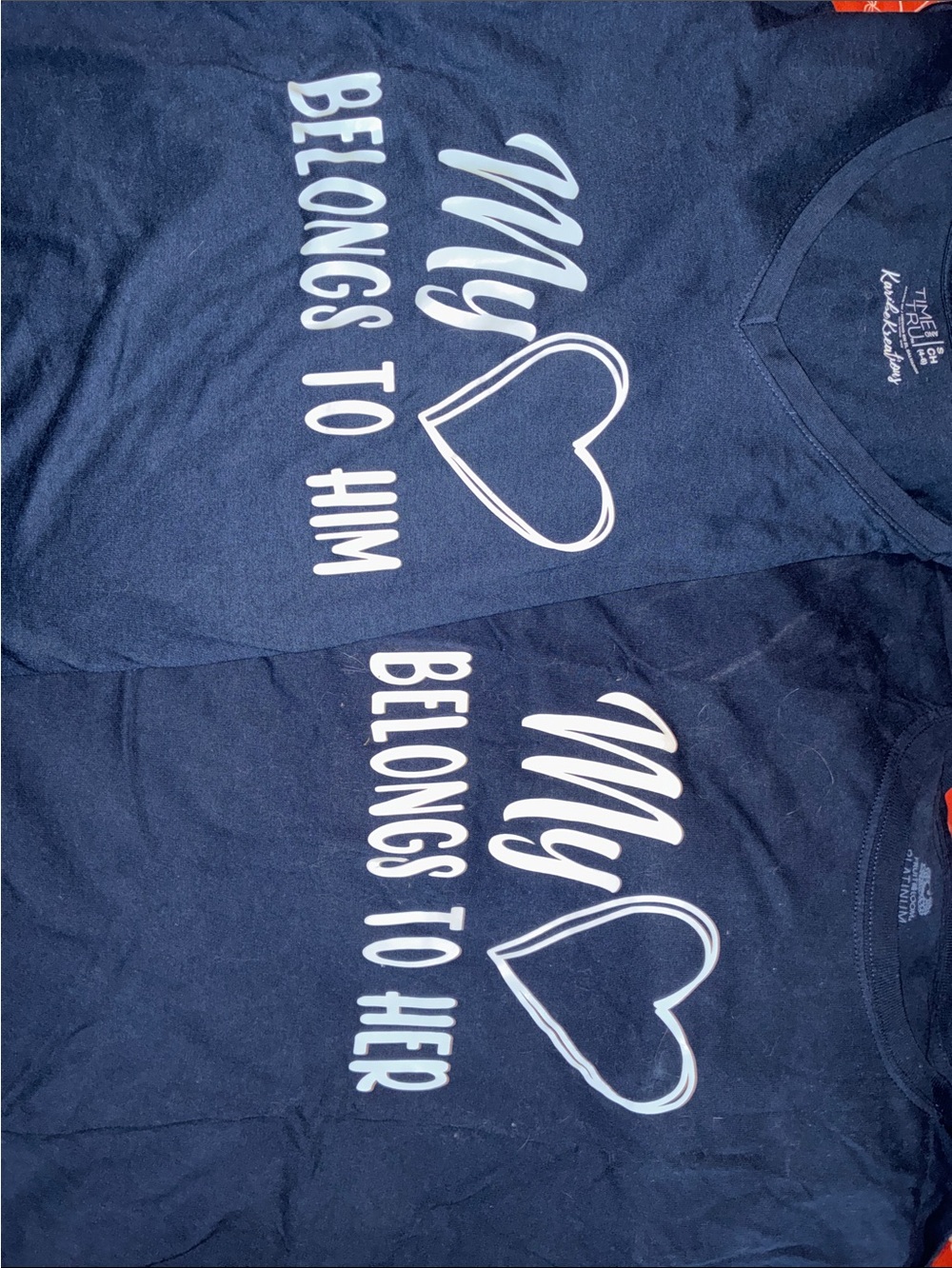 Couples Navy & White Printed Tee